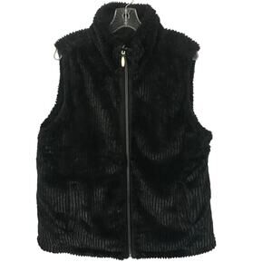 Unbranded Vest Large Womens Reversible Faux Fur Black Zip Front Fully Lined L